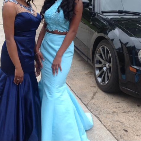 baby blue 2 piece dress